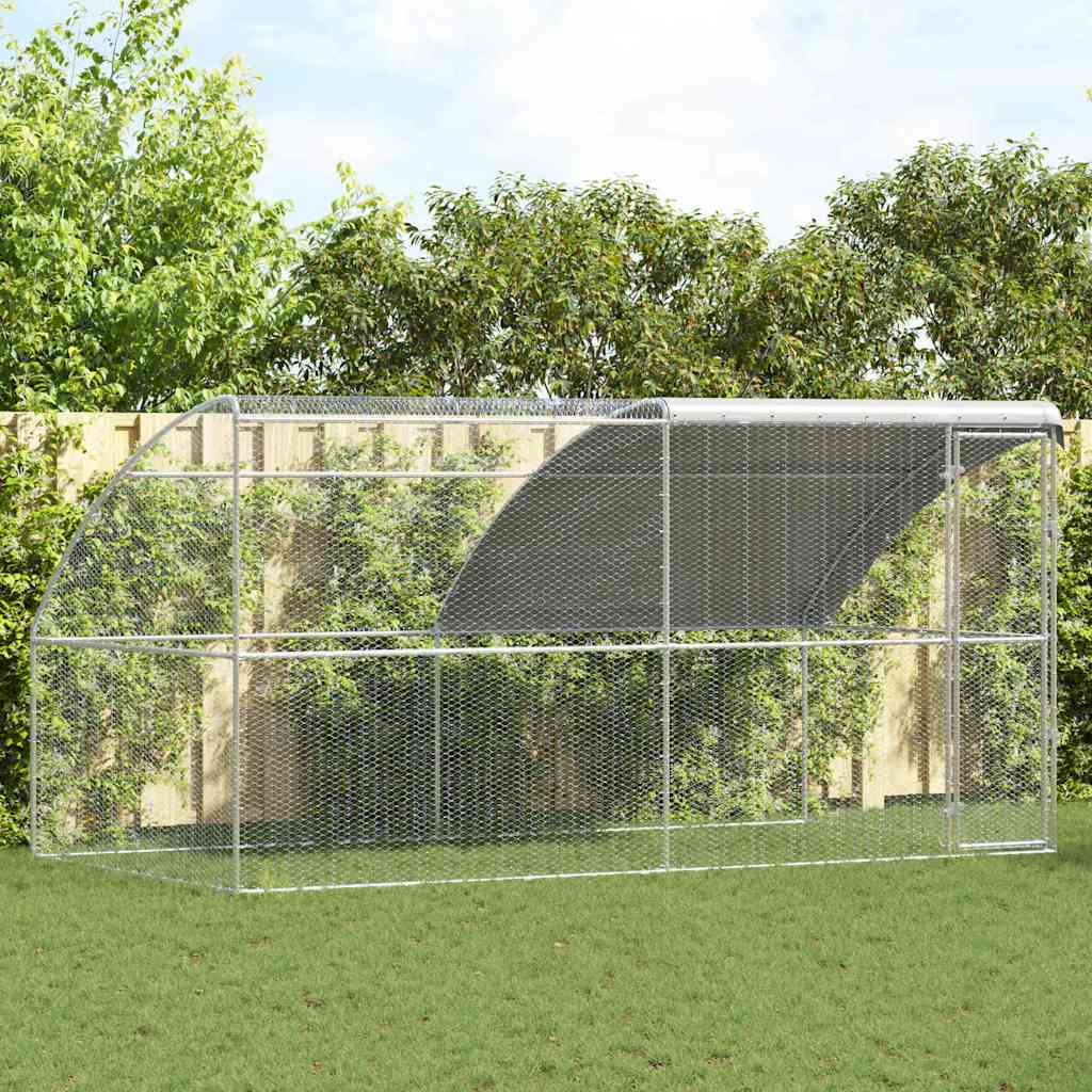 Hühnerkäfig 3 Pcs Silber 600 X 200 X 200 Cm Stahl Und Pe