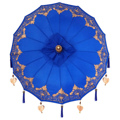Balinesischer Sonnenschirm Mit Sockel Blau 95 X 95 X 260 Cm