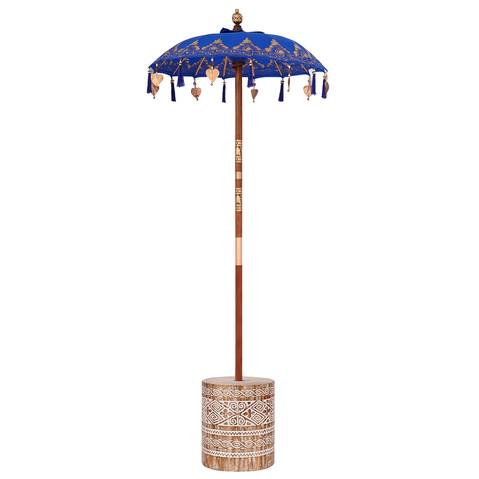 Balinesischer Sonnenschirm Mit Sockel Blau 95 X 95 X 260 Cm