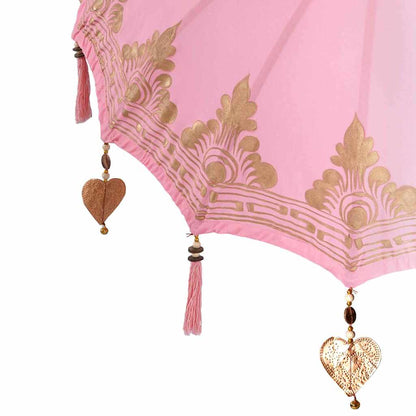Balinesischer Sonnenschirm Mit Sockel Rosa 95 X 95 X 260 Cm