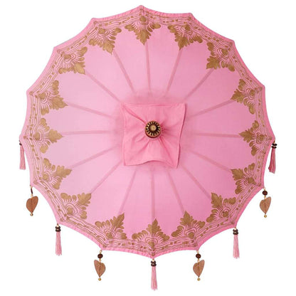 Balinesischer Sonnenschirm Mit Sockel Rosa 95 X 95 X 260 Cm