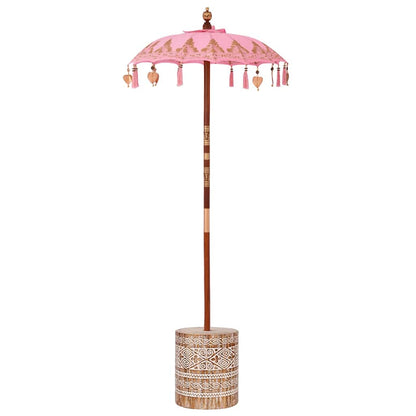 Balinesischer Sonnenschirm Mit Sockel Rosa 95 X 95 X 260 Cm