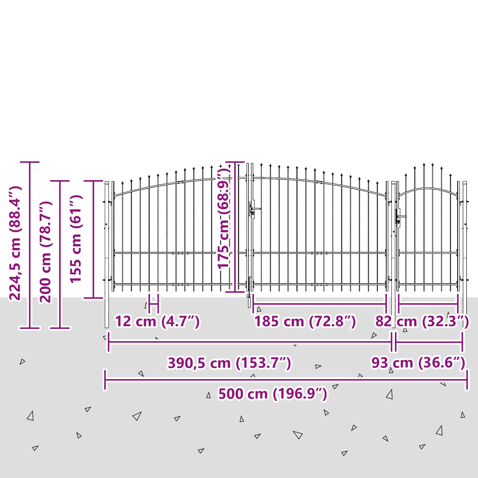 Gartentor Mit Schloss Woerden 125 X 500 Cm Stahl