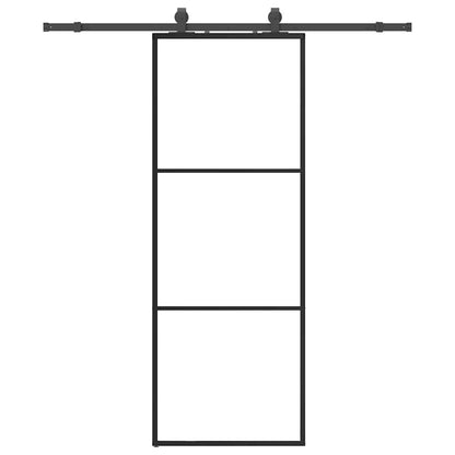 Schiebetür Mit Beschlag Schwarz 76X205 Cm Esg-Glas