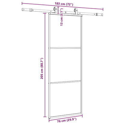 Schiebetür Mit Beschlag Schwarz 76X205 Cm Esg-Glas