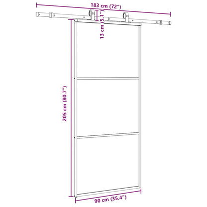 Schiebetür Mit Beschlag Schwarz 90X205 Cm Esg-Glas