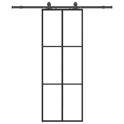 Schiebetür Mit Beschlag Schwarz 76X205 Cm Esg-Glas