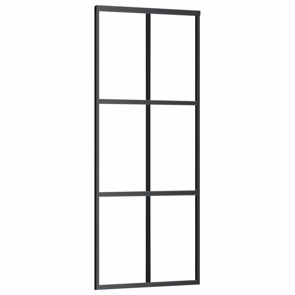 Schiebetür Mit Beschlag Schwarz 90X205 Cm Esg-Glas