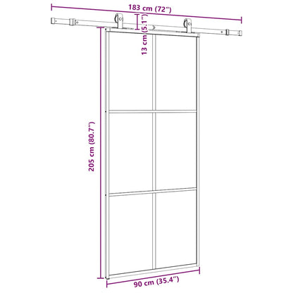 Schiebetür Mit Beschlag Schwarz 90X205 Cm Esg-Glas