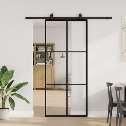Schiebetür Mit Beschlag Schwarz 90X205 Cm Esg-Glas