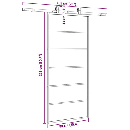 Schiebetür Mit Beschlag Schwarz 90X205 Cm Esg-Glas