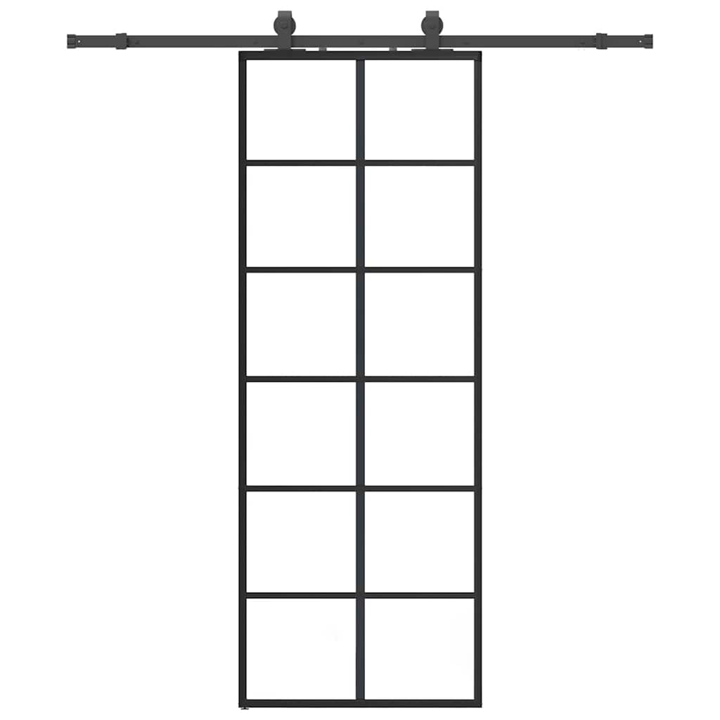 Schiebetür Mit Beschlag Schwarz 76X205 Cm Esg-Glas