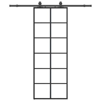Schiebetür Mit Beschlag Schwarz 76X205 Cm Esg-Glas