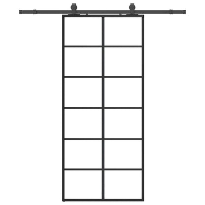 Schiebetür Mit Beschlag Schwarz 90X205 Cm Esg-Glas