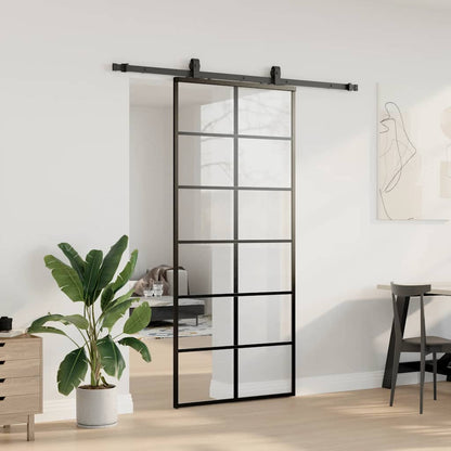 Schiebetür Mit Beschlag Schwarz 90X205 Cm Esg-Glas