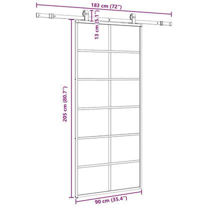 Schiebetür Mit Beschlag Schwarz 90X205 Cm Esg-Glas
