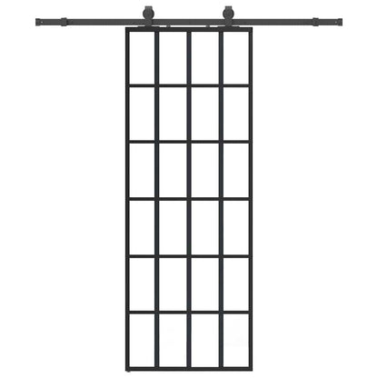 Schiebetür Mit Beschlag Schwarz 76X205 Cm Esg-Glas