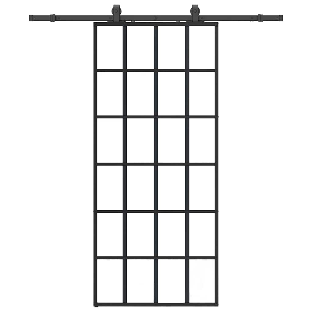 Schiebetür Mit Beschlag Schwarz 90X205 Cm Esg-Glas