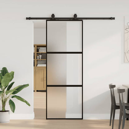 Schiebetür Mit Beschlag Schwarz 90X205 Cm Hartglas