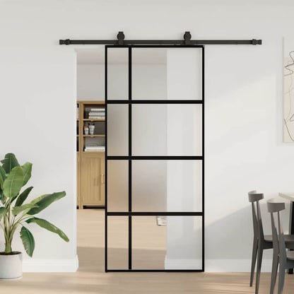 Schiebetür Mit Beschlag Schwarz 76X205 Cm Hartglas