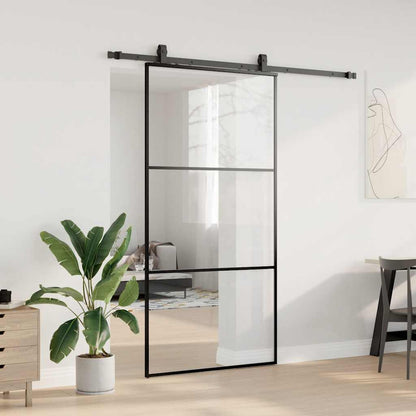 Schiebetür Mit Beschlag Schwarz 102X205 Cm Esg-Glas