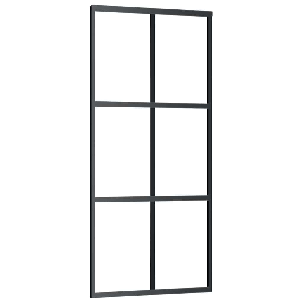Schiebetür Mit Beschlag Schwarz 90X205 Cm Esg-Glas
