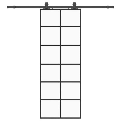 Schiebetür Mit Beschlag Schwarz 76X205 Cm Esg-Glas