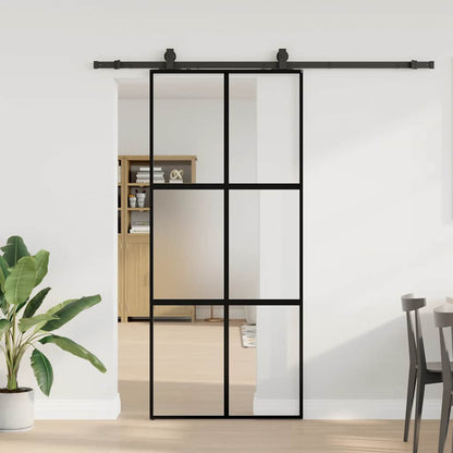Schiebetür Mit Beschlag Schwarz 90X205 Cm Hartglas