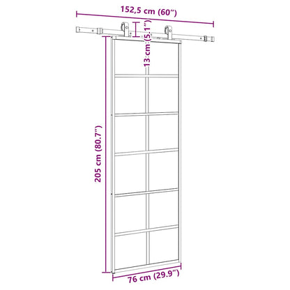 Schiebetür Mit Beschlag Schwarz 76X205 Cm Esg-Glas