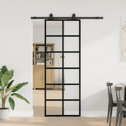 Schiebetür Mit Beschlag Schwarz 76X205 Cm Esg-Glas