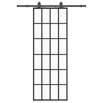 Schiebetür Mit Beschlag Schwarz 76X205 Cm Esg-Glas