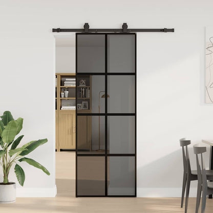 Schiebetür Mit Beschlag Schwarz 90X205 Cm Hartglas