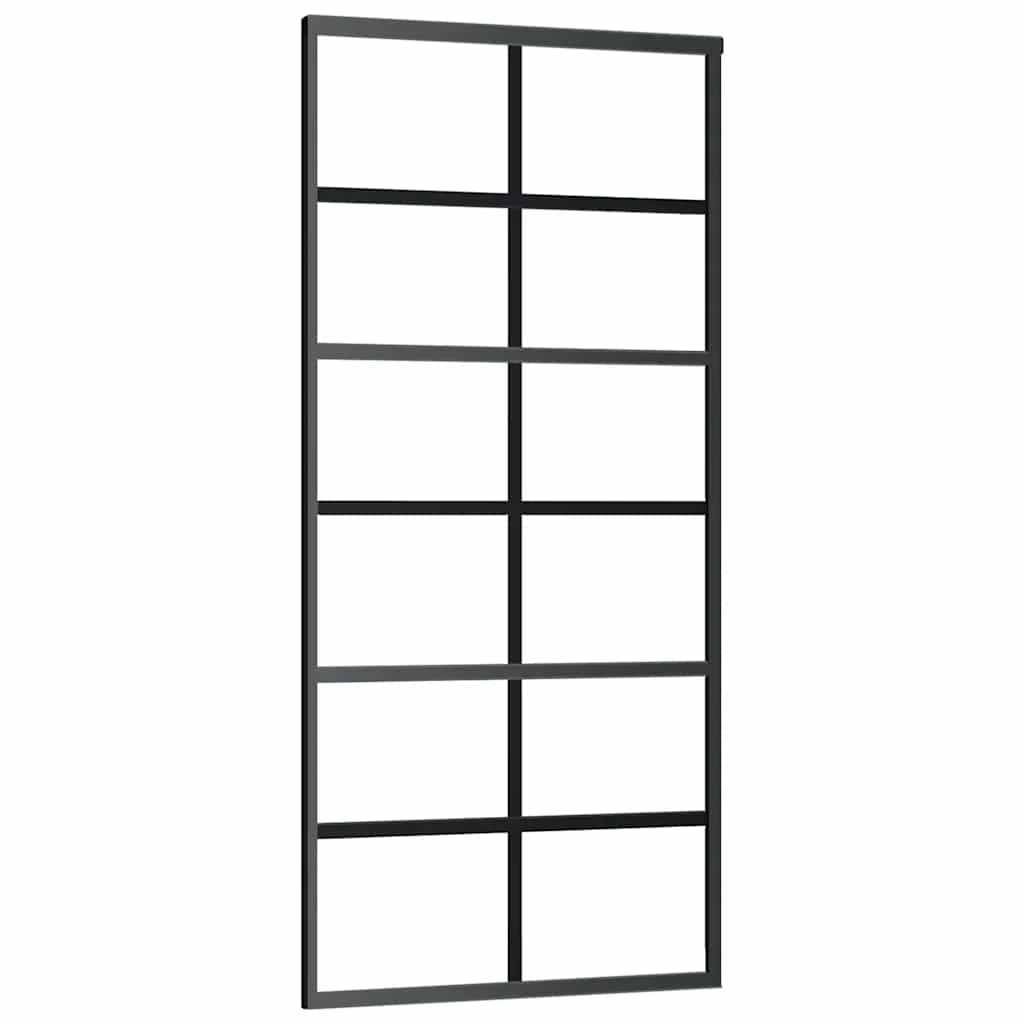 Schiebetür Mit Beschlag Schwarz 90X205 Cm Esg-Glas