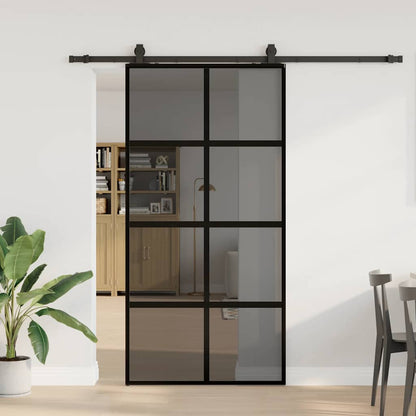 Schiebetür Mit Beschlag Schwarz 90X205 Cm Hartglas
