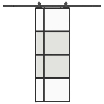 Schiebetür Mit Beschlag Schwarz 76X205 Cm Hartglas