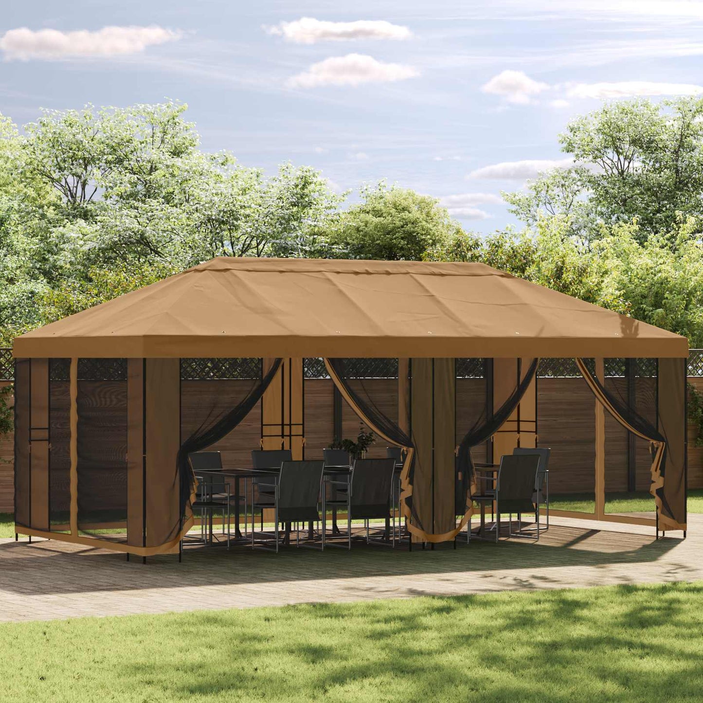 Pavillon Mit Seitenwänden 6 X 3 M Polyester Und Stahl 190