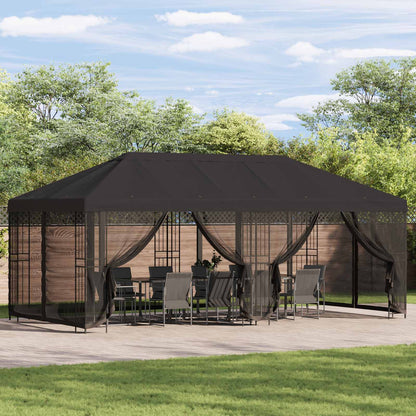 Pavillon Mit Seitenwänden 6 X 3 M Polyester Und Stahl 190