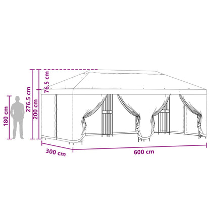 Pavillon Mit Seitenwänden 6 X 3 M Polyester Und Stahl 190