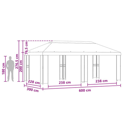 Garten Pavillon 6 X 3 M Polyester Und Stahl 190
