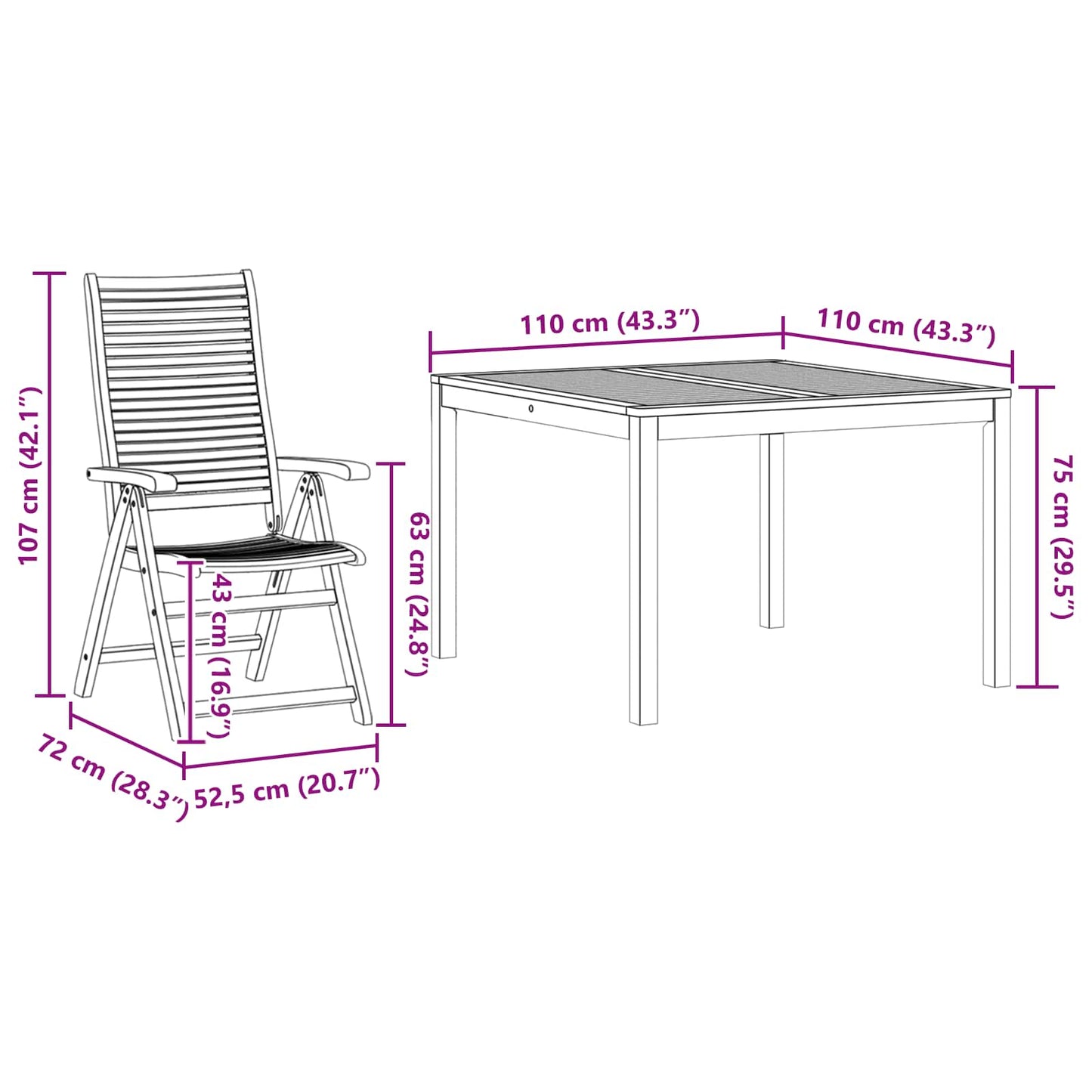 Garten Essgruppe 5 Pcs Braun Massivholz Akazie