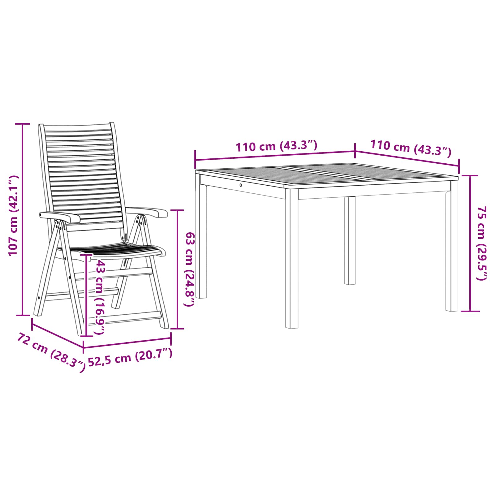 Garten Essgruppe 5 Pcs Braun Massivholz Akazie