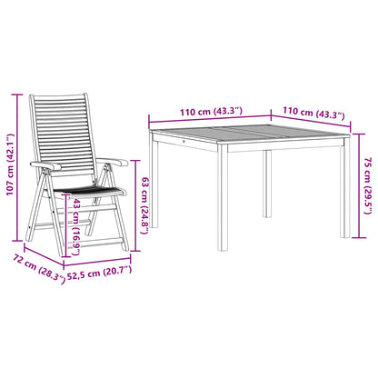 Garten Essgruppe 5 Pcs Braun Massivholz Akazie