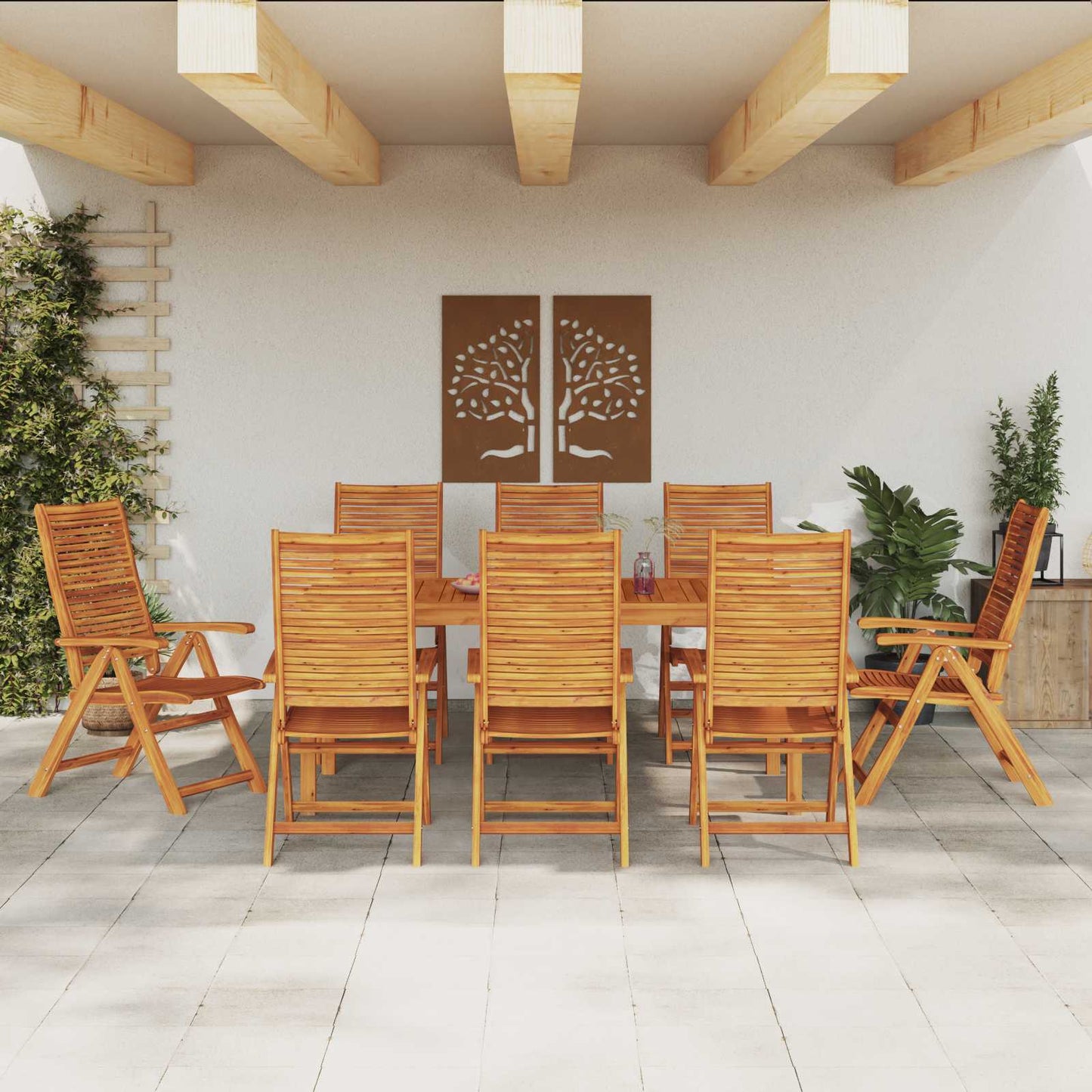 Garten Essgruppe 5 Pcs Braun Massivholz Akazie