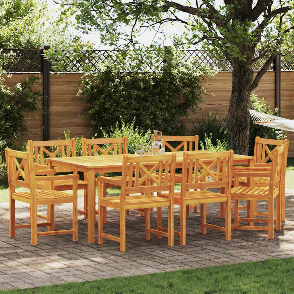 Garten Essgruppe 9 Pcs Braun Massivholz Akazie