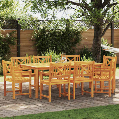 Garten Essgruppe 9 Pcs Braun Massivholz Akazie