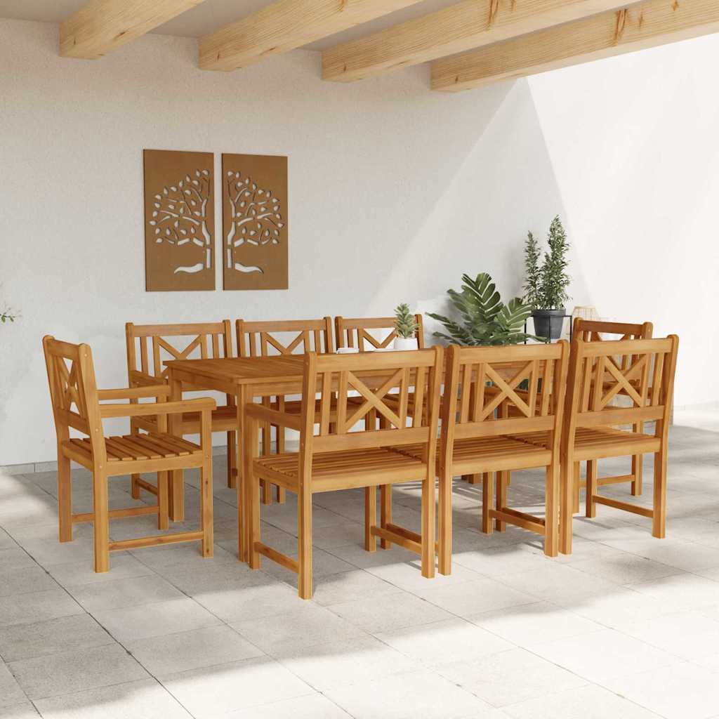 Garten Essgruppe 9 Pcs Braun Massivholz Akazie