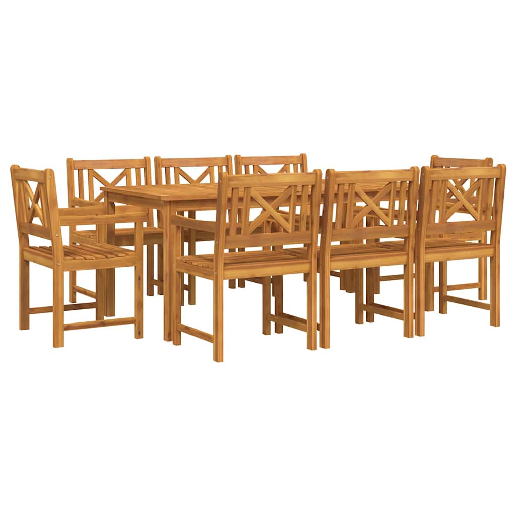 Garten Essgruppe 9 Pcs Braun Massivholz Akazie