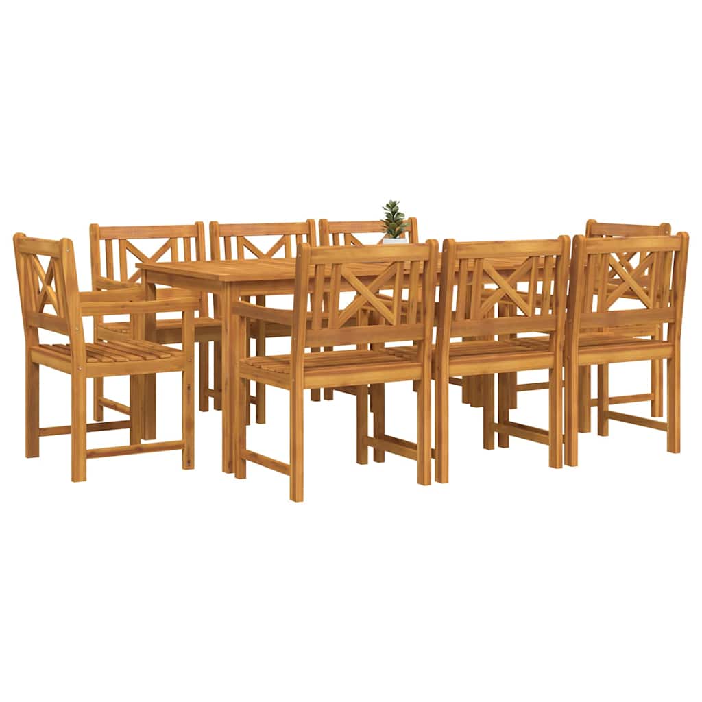 Garten Essgruppe 9 Pcs Braun Massivholz Akazie
