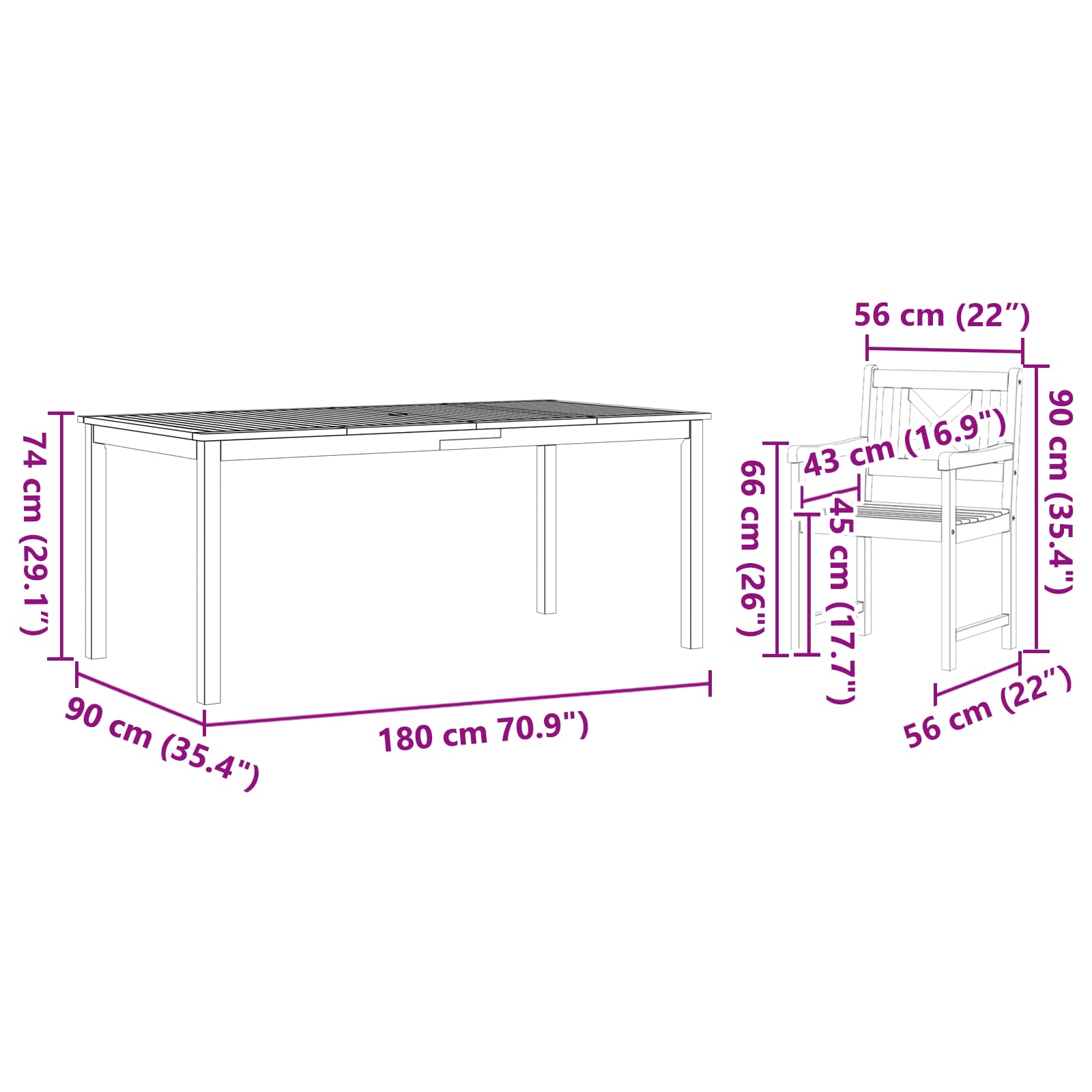 Garten Essgruppe 9 Pcs Braun Massivholz Akazie