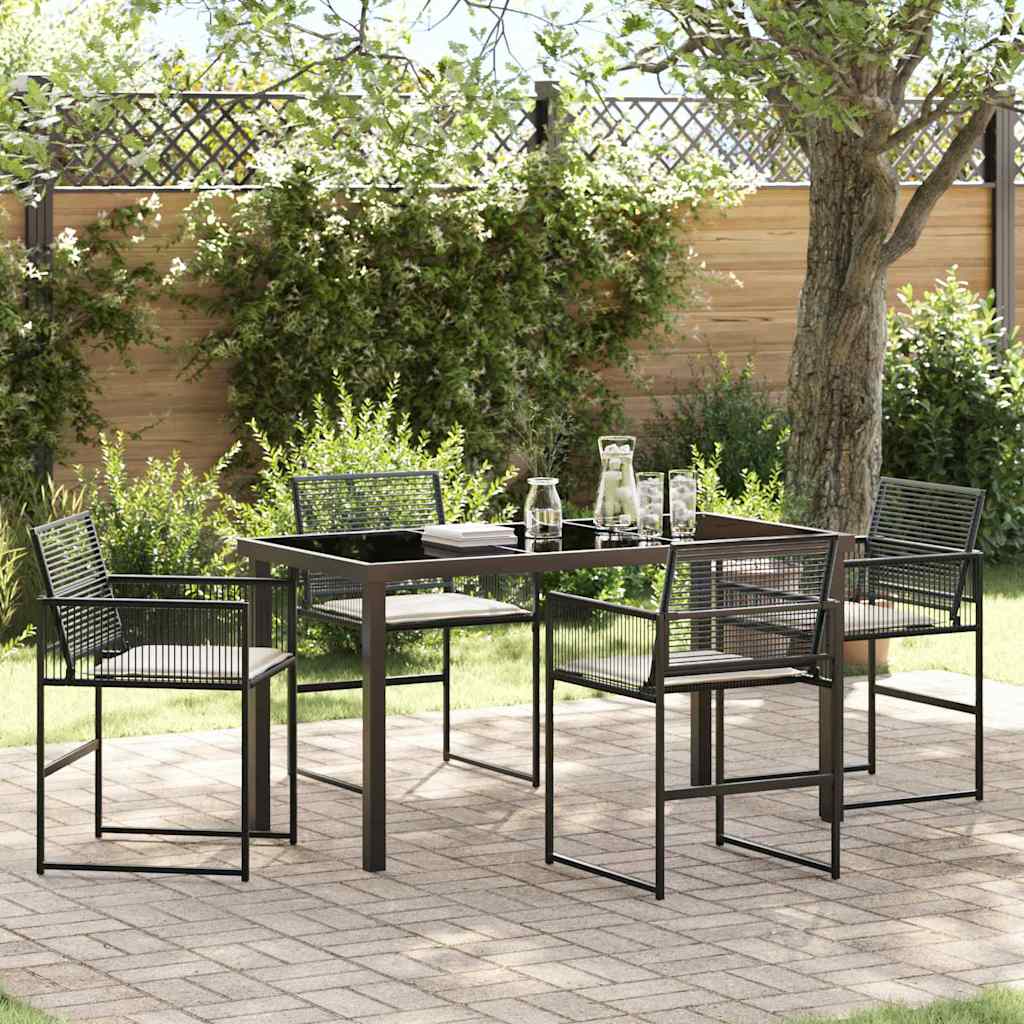 Garten Essgruppe 5 Pcs Schwarz Poly-Rattan